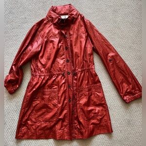 Chico’s Zenergy Jacket Sz 1 Windbreaker Copper Dark Orange Gold Zipper Accent Lg